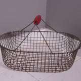 Children's Wire Egg Basket with Red Wooden Handle