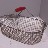 Children's Wire Egg Basket with Red Wooden Handle