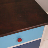 Children's Blue Two Drawer Storage Unit with Wooden Top
