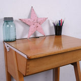 Children's Wooden Single Desk with Compass Legs and Pink Hinges