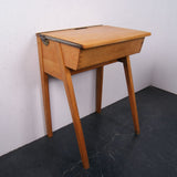 Children's Wooden Single Desk with Compass Legs and Lift up Lid