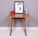 Children's Vintage French Single Wooden School Desk with Shelf