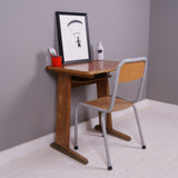 Children's Vintage French Single Wooden School Desk with Shelf