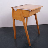 Children's Wooden Single Desk with Compass Legs and Pink Hinges