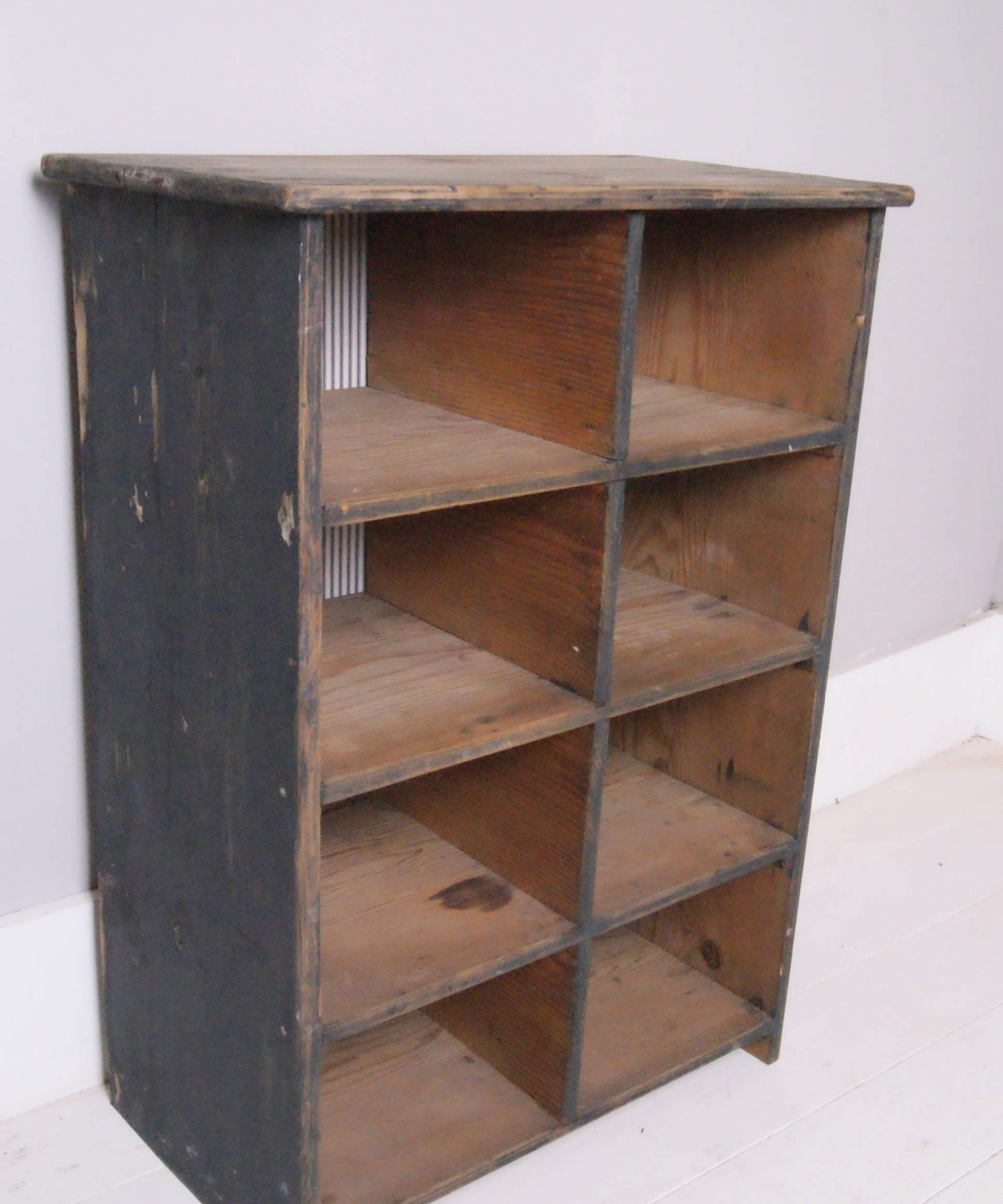 Children's French Pigeon Hole Storage/Display Unit with Blue Ticking