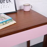 Children's Wooden Side Table with Pink Drawer