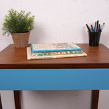 Children's Wooden Side Table with Turquoise Drawer