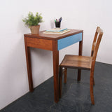 Children's Wooden Side Table with Turquoise Drawer