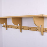 French Wooden Yellow Shelf with Hooks