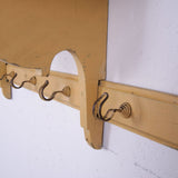 French Wooden Yellow Shelf with Hooks