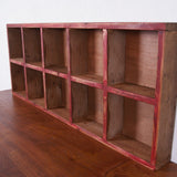Children's Wooden Pigeon Hole Storage with Red Trim