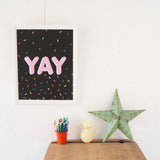 Children's Black YAY Print by Doodlemoo
