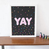 Children's Black YAY Print by Doodlemoo