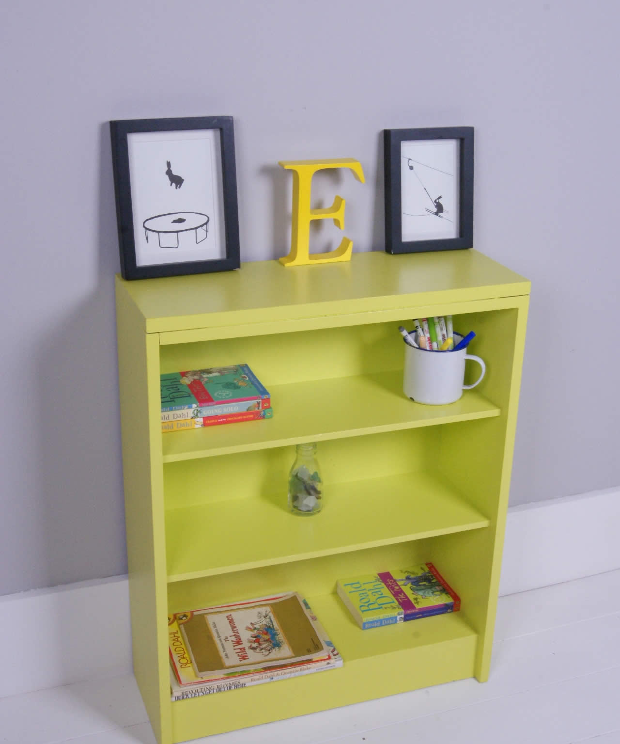 Children's Bright Yellow Wooden Bookcase