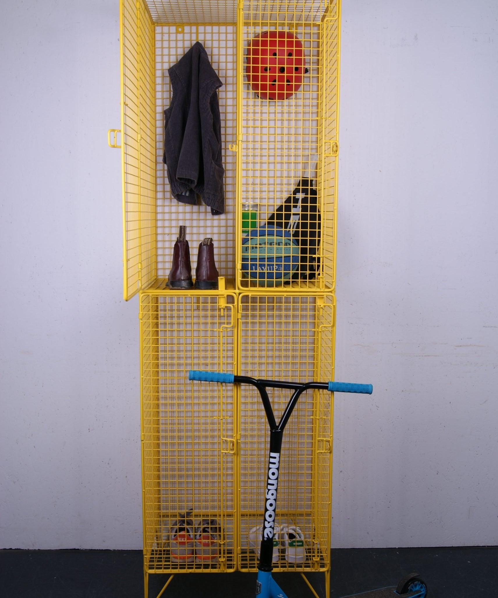 Children's Yellow Double Metal Locker with Four Compartments