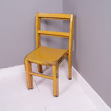 Children's Vintage Yellow Wooden Stackable Chairs