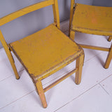 Children's Vintage Yellow Wooden Stackable Chairs