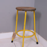 Children's Yellow Metal Legged Stool with Wooden Seat
