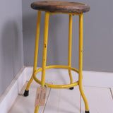 Children's Yellow Metal Legged Stool with Wooden Seat