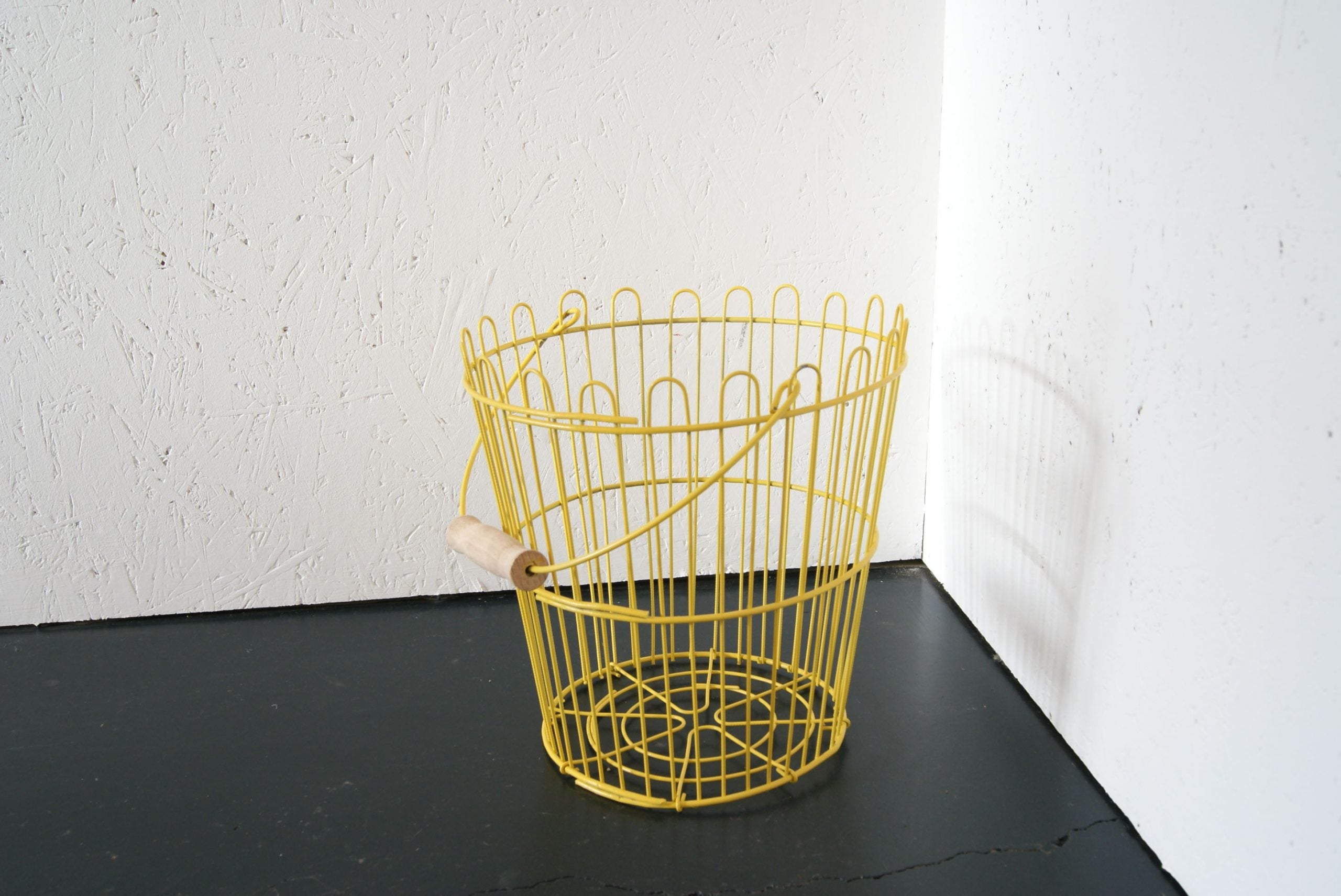 Children's Yellow Wire Storage Basket with Handle