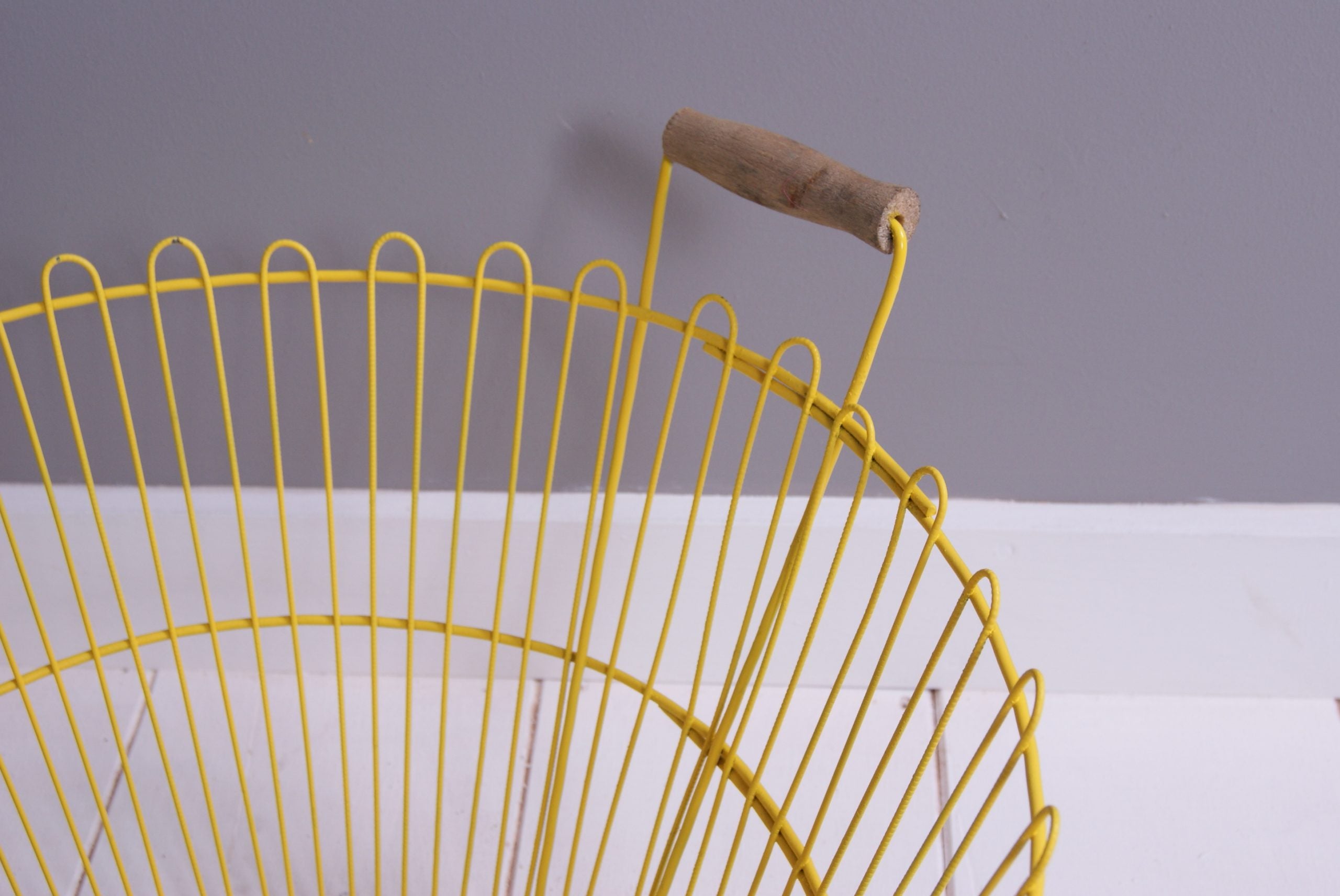 Children's Yellow Wire Storage Basket with Handles