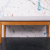 Children's Wooden Bench with Blue Ticking Seat Pad