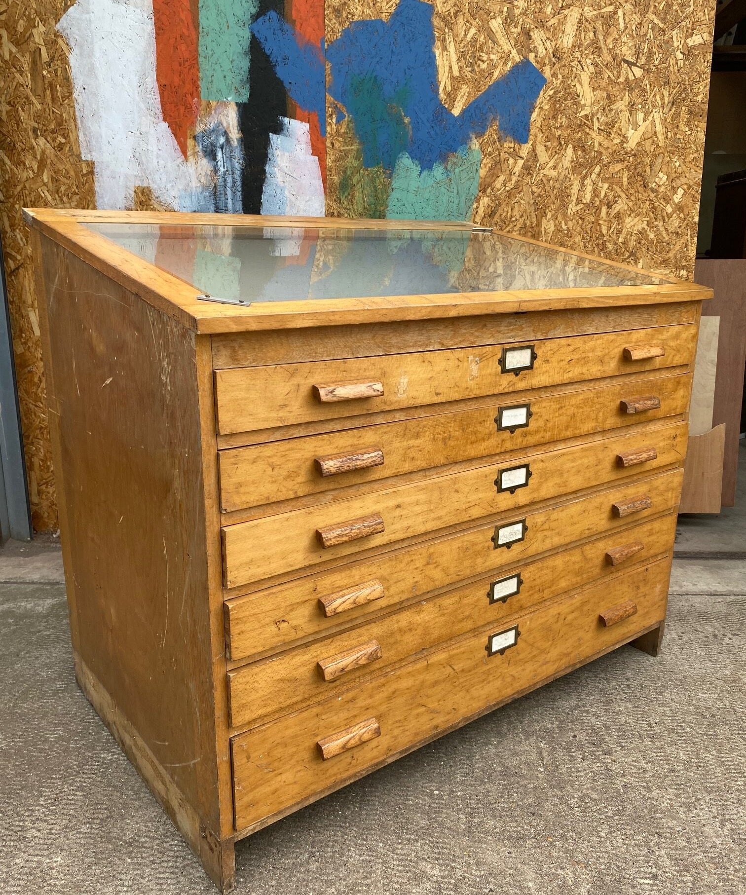 Large Plan Chest with Display Top