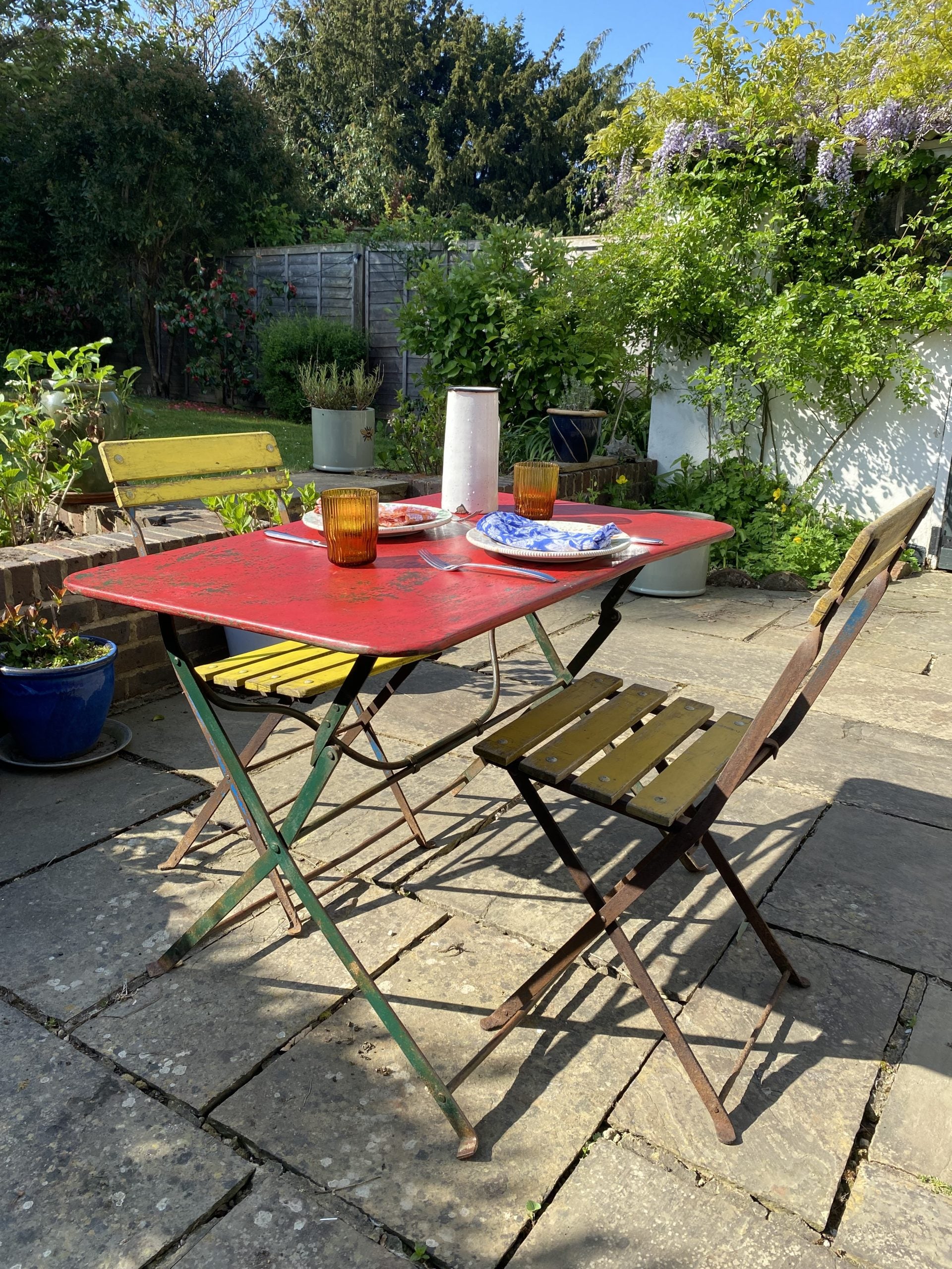 red-yellow-garden-bistro-set