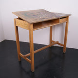 Vintage Wooden Art Desk with Paint Splattered Adjustable Top