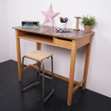 Vintage Wooden Art Desk with Paint Splattered Adjustable Top