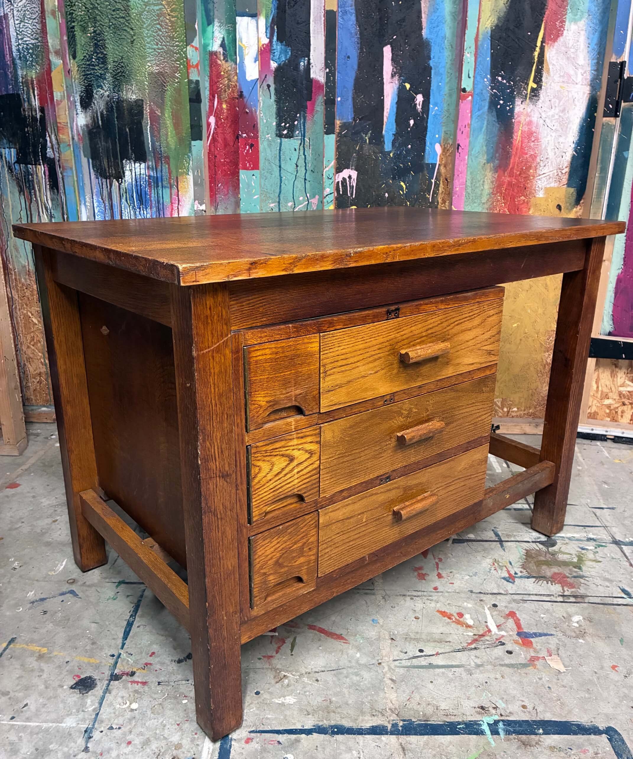 Wooden Table/Island with Drawers