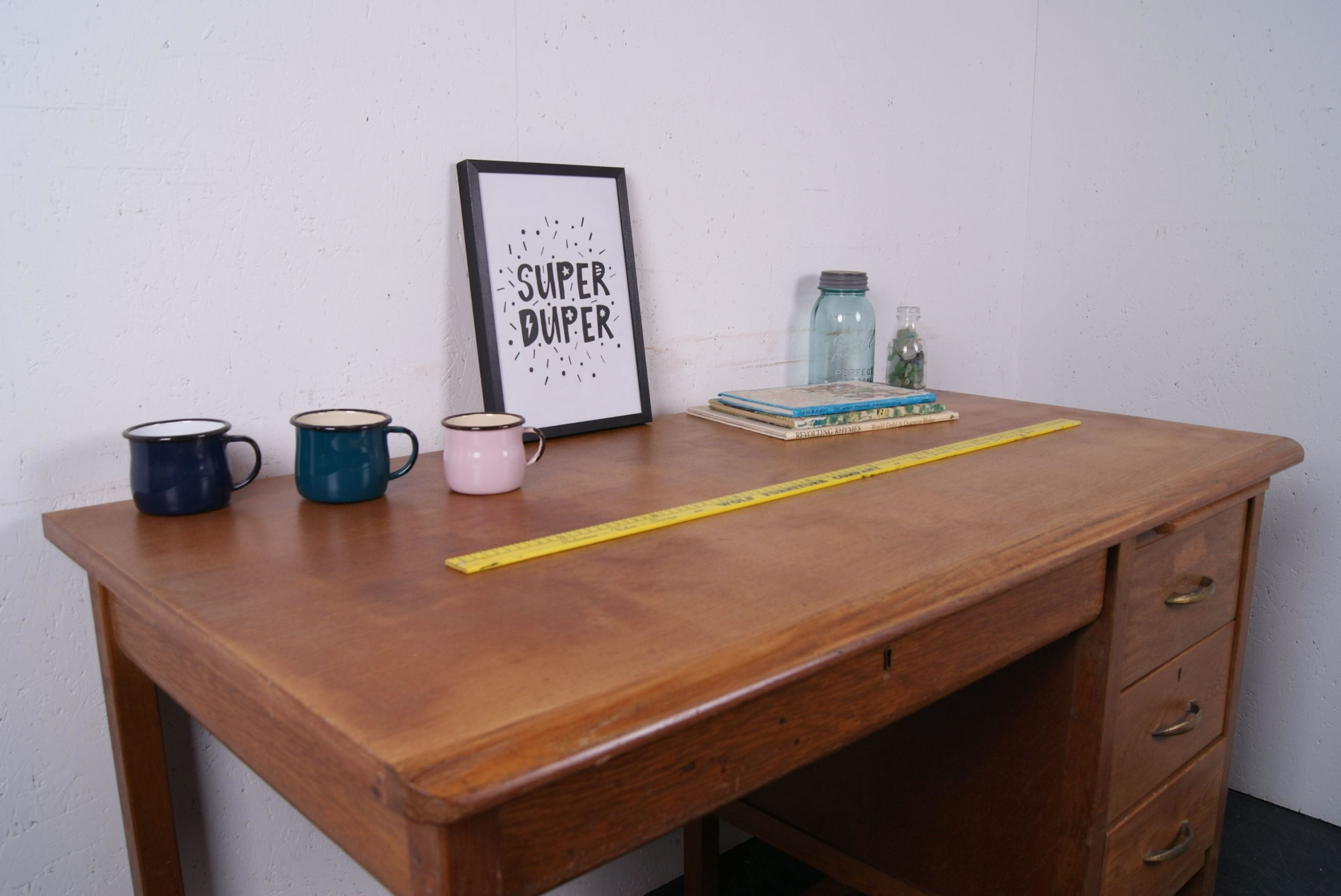 Wooden Teachers Desk with Drawers